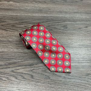 Jos A Bank Red w/ Olive & Gold Dot Pattern Tie